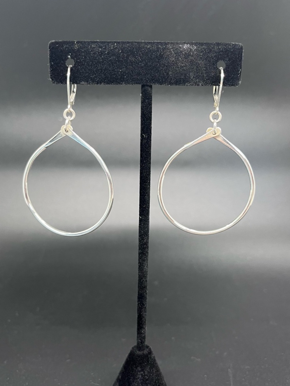 Sterling Silver Teardrop Hoop Earrings - Silver